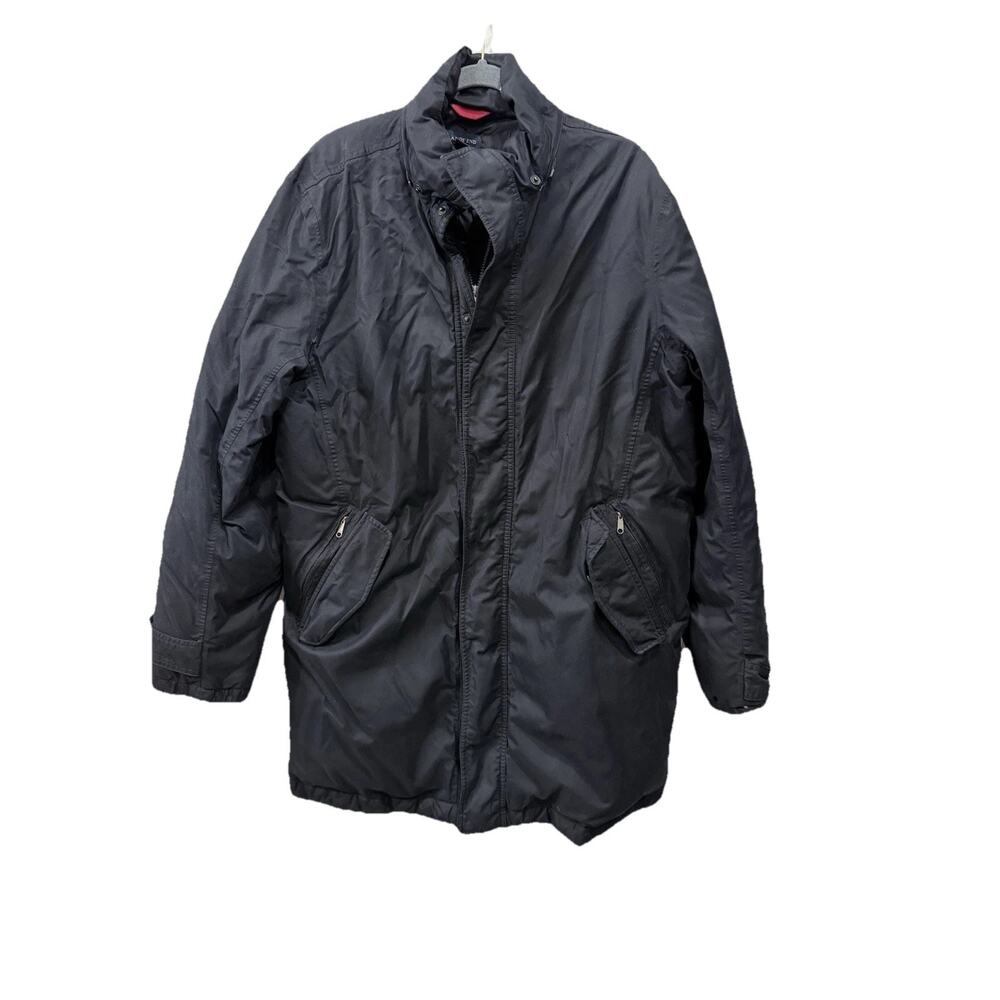 Lands End Jacket Mens Large Black 80/20 Down Parka Nylon Winter Heavy Coat Warm